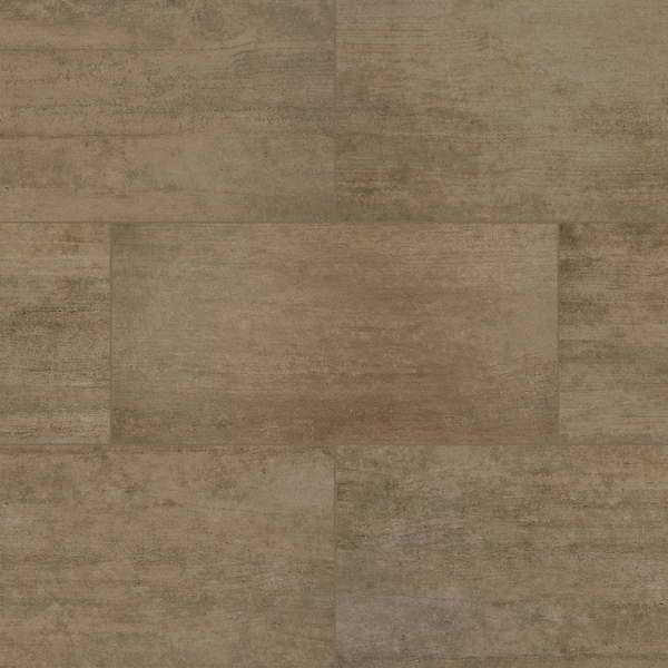 Metropolis Taupe 12 In. X 24 In. Glazed Porcelain Floor And Wall Tile, 7PK